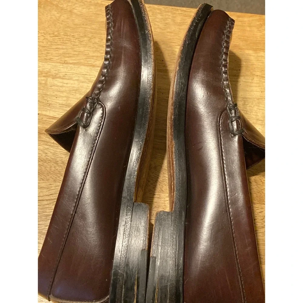 Tommy Hilfiger Mens Leather Loafers Burgundy Brown Size 8‎ M